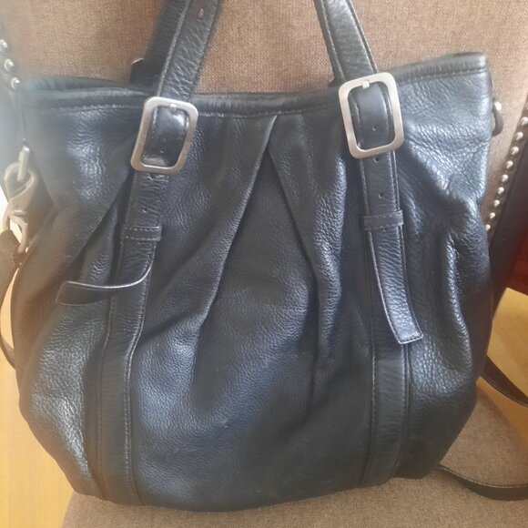 Cole Haan Dark Brown Pebbled Leather Convertible Tote Bag Hobo - Picture 3 of 7